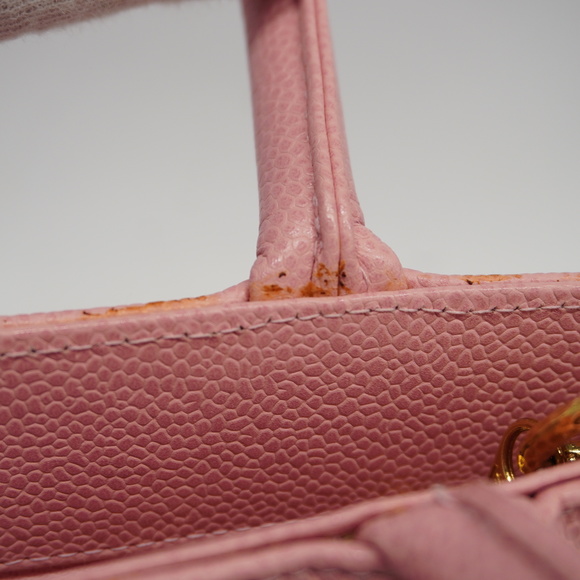 Auth Chanel Caviar Skin Reprint Tote Women's Caviar Leather Tote Bag Pink - Picture 9 of 11